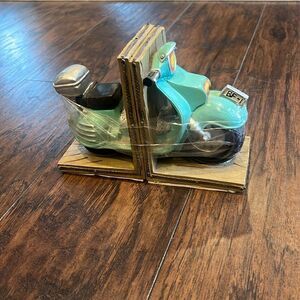Vintage Motorcycle Book Ends Vespa scooter  AQUA 50’s Bike in EUC